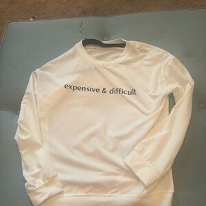 White Sweatshirt with Text Print
